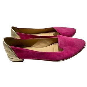 Diane Von Furstenberg suede flats pink with and Gold heel size 8